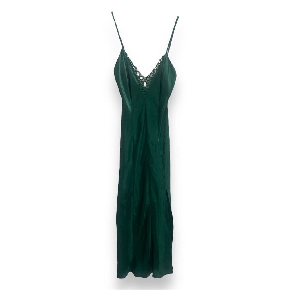 Vintage Fredricks of Hollywood Retro Green Slip Dress Night Wear Lingerie Size M